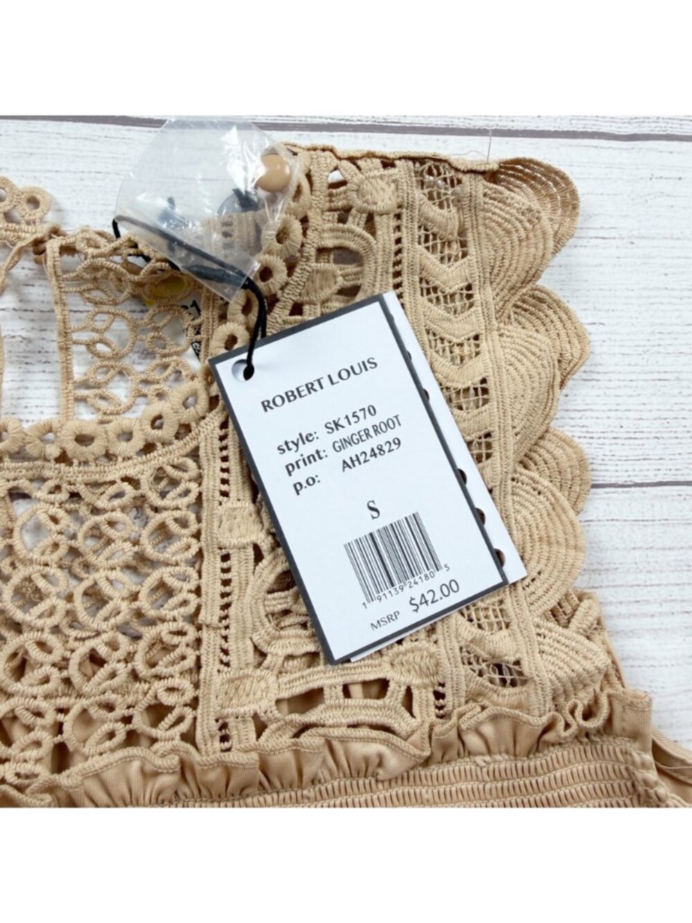 Robert Louis Gingerroot Crochet Yoke Sleeveless Top Womens NWT Small - Picture 2 of 5